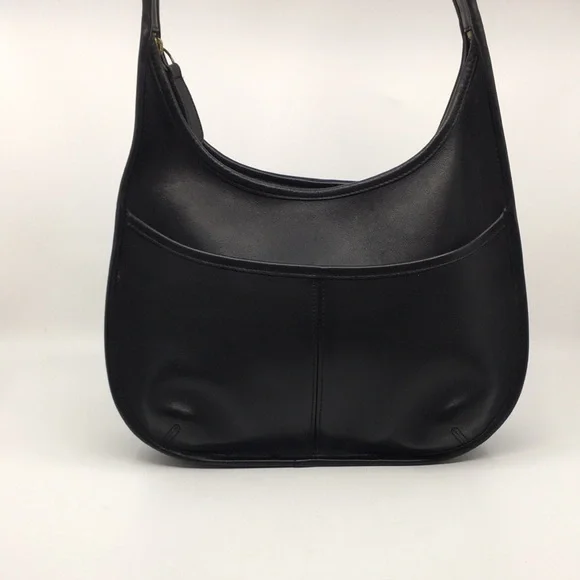 Vintage Coach Ergo Pocket Zip 9033 Black Glove-Tanned Leather Shoulder Bag Hobo - Picture 6 of 17
